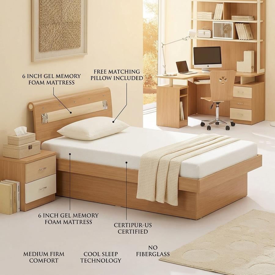 6-Inch Gel Mattress in a kids bunk bed