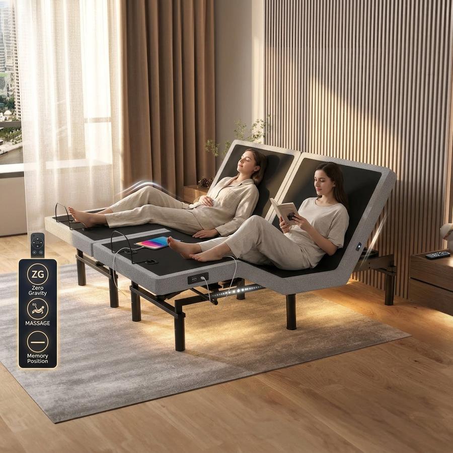 Split king adjustable bed for couples